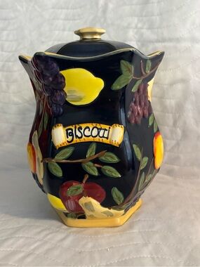 Vintage hand-painted ceramic Nonni's Biscotti Tuscany cookie jar